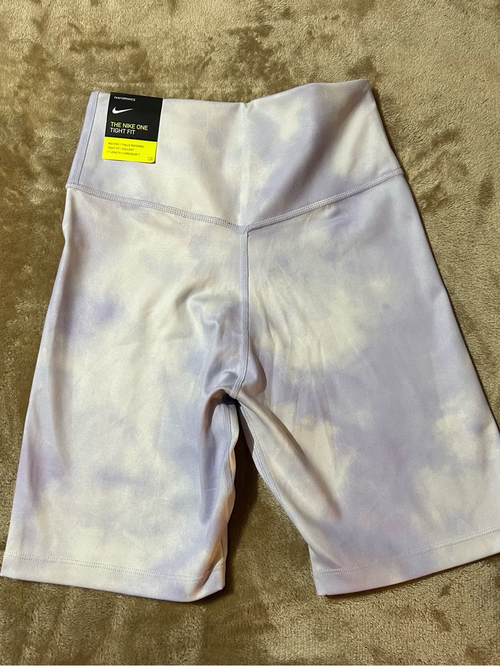 Nike Women’s High-Rise Tie-Dye Bike Shorts - Light Purple & White
